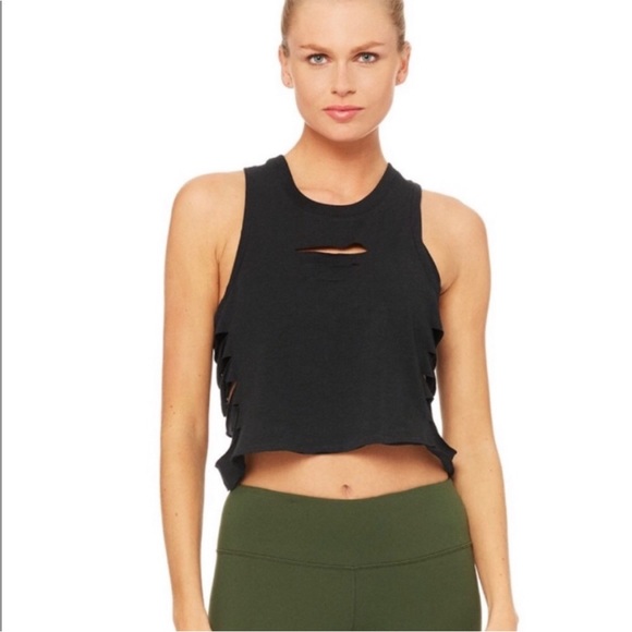 ALO Yoga Tops - ALO YOGA ripped Warrior Crop Tank Top